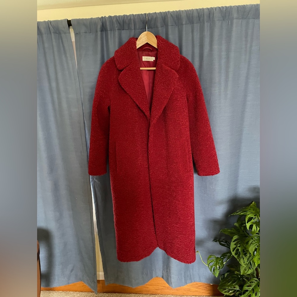 A.L.C. Faux Shearling Teddy Caron Coat in Azalea Red